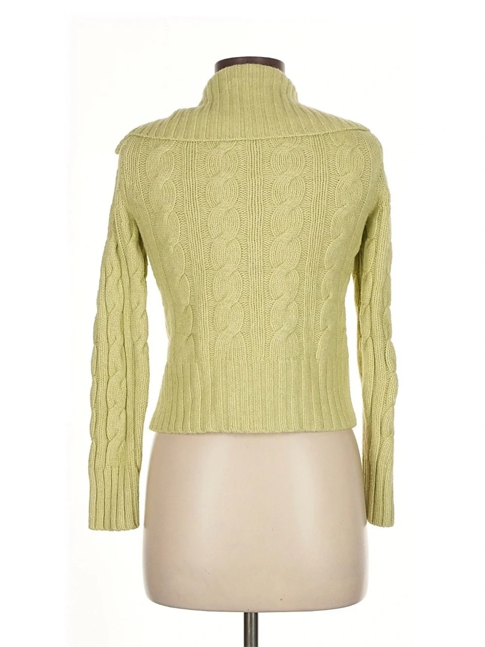 J. Crew Light Green Cable Knit Button-Front Cardigan